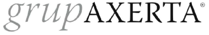 La imagen muestra el logotipo del grupo AXERTA, con grup en letras minúsculas itálicas de color gris claro y AXERTA en fuente serif mayúscula, también en gris, lo que refleja su compromiso con la excelencia en el desarrollo y la vivienda.