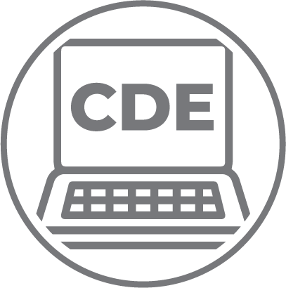 Dibujo de líneas grises de una computadora portátil dentro de un círculo, con las letras CDE en la pantalla, evocando un ambiente moderno y listo para viajar que recuerda al Aeropuerto Internacional CDMX.